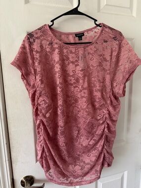 torrid Dusty Rose Lace Short Sleeve Top